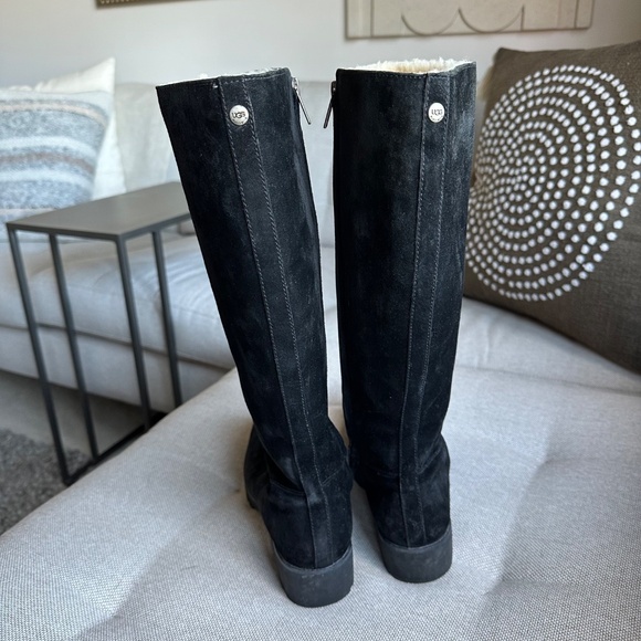 EUC UGG Tall Black Suede Zip Dress Boot US8 - Picture 3 of 10